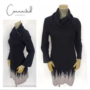 CONNECTED APPAREL Sweater Dress Black Gray Size S
